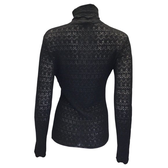 RALPH LAUREN COLLECTION BLACK LONG SLEEVED TURTLENECK CASHMERE AND SILK KNIT SWE - Picture 3 of 4